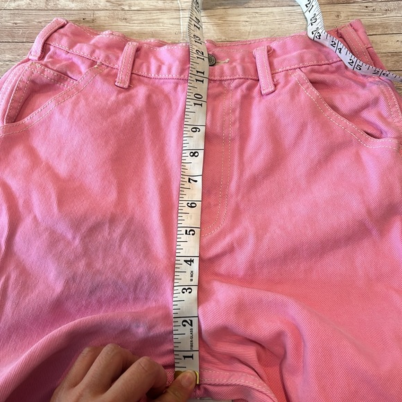 John Galt Brandy Melville Pink High Rise Baggy Wide Leg Cargo Pants Jeans - Picture 8 of 10